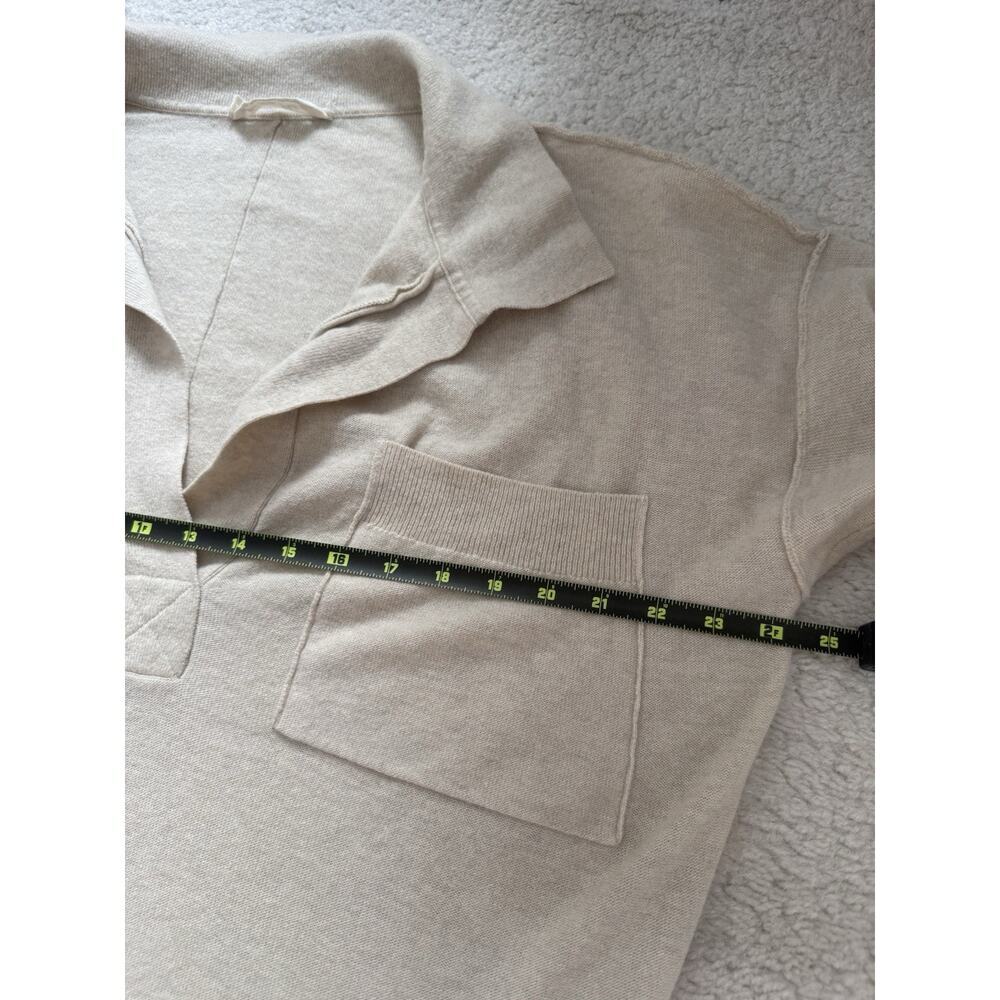 FREE PEOPLE Dana Cashmere Wool Luxe Ivory Beige Slit Polo Midi Sweater Dress S - Picture 10 of 12